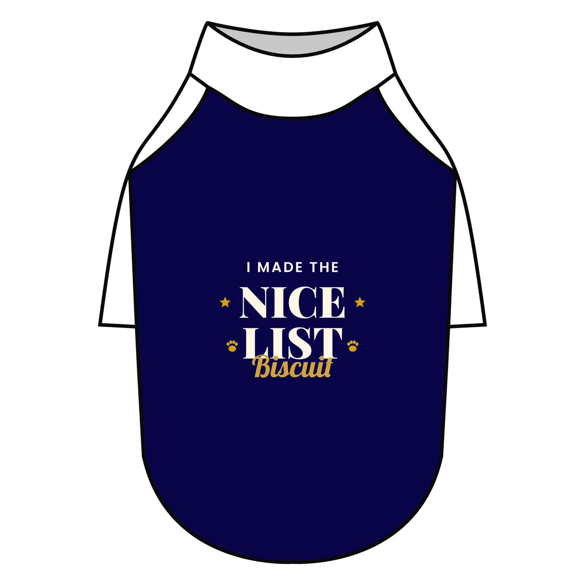 Personalised I Made The Nice List dog T-shirt, navy and white, size XS - view 24 of 24