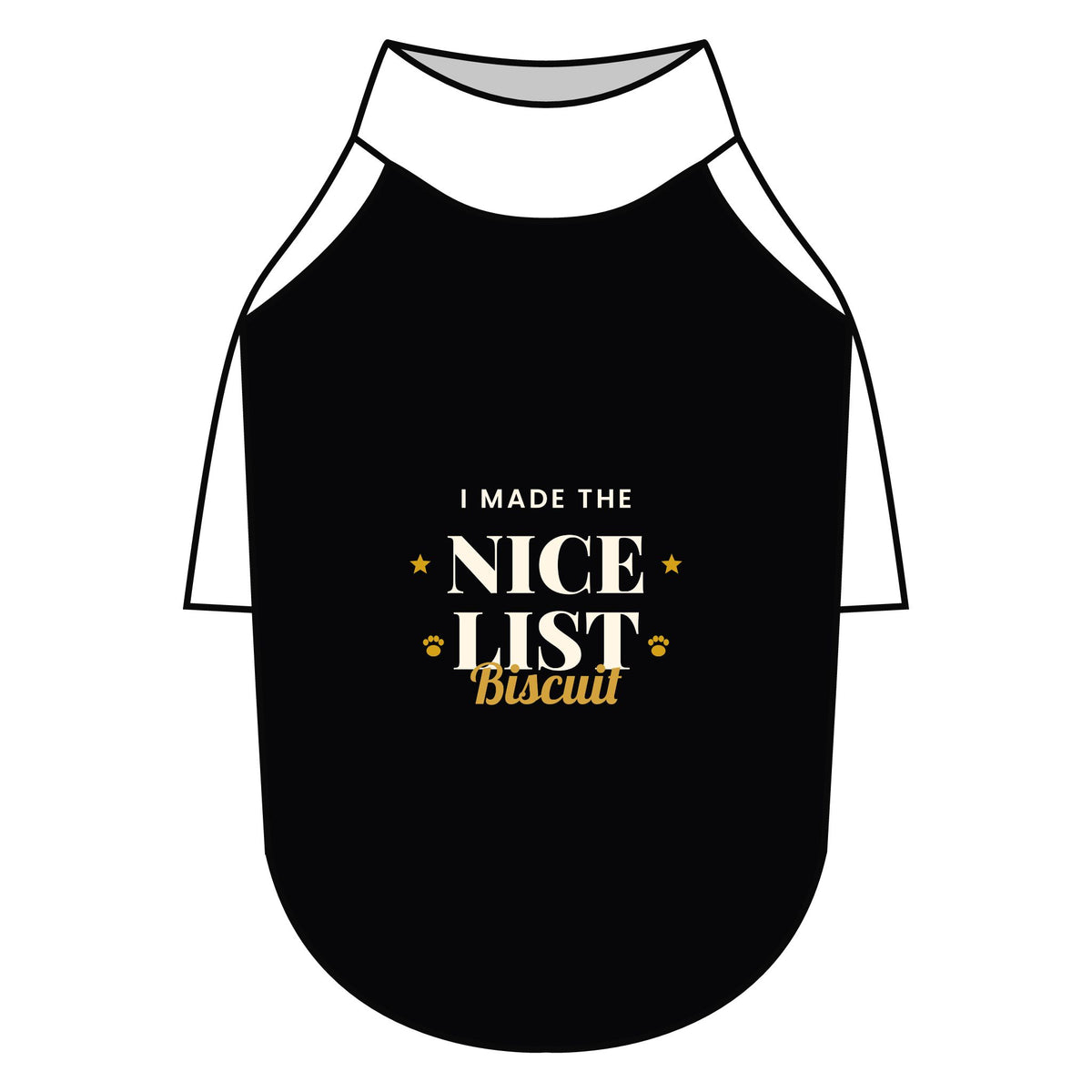 Personalised I Made The Nice List dog T-shirt, white and black, size XS - view 12 of 24
