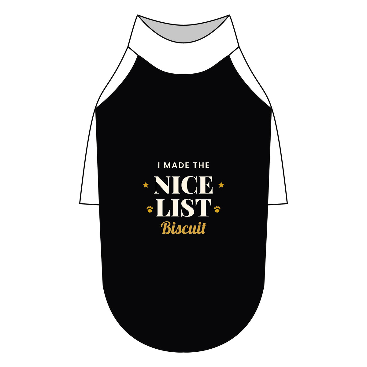 Personalised I Made The Nice List dog T-shirt, white and black, size 2XL - view 7 of 24