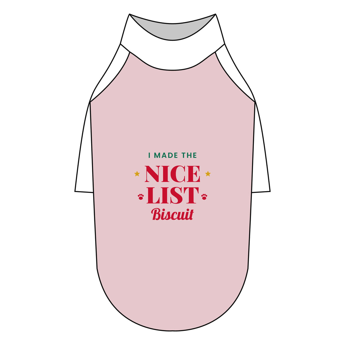 Personalised pink I Made The Nice List dog T-shirt, pink and white, size 2XL - view 1 of 6