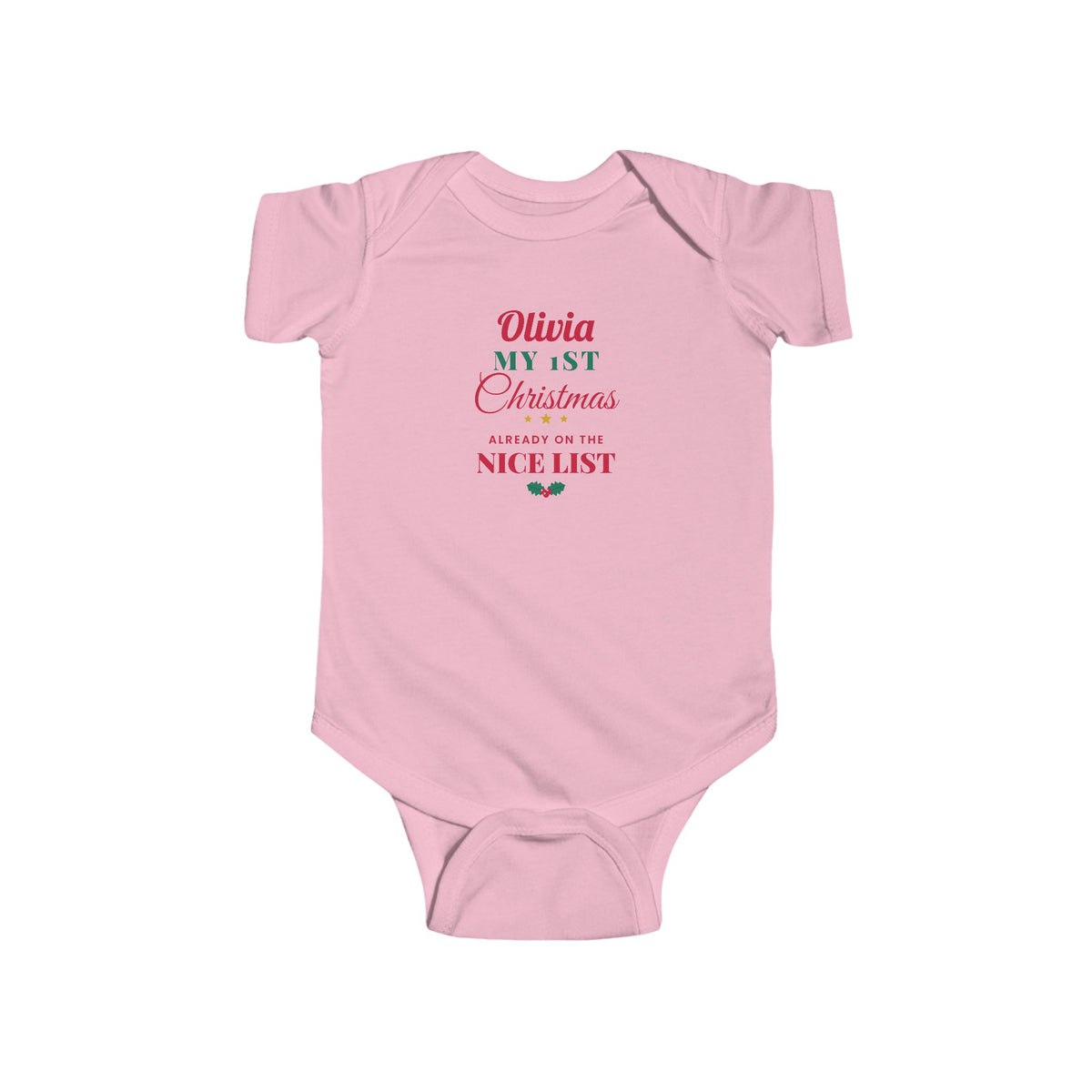 Personalised My 1st Christmas baby bodysuit, pink - view 6 of 15