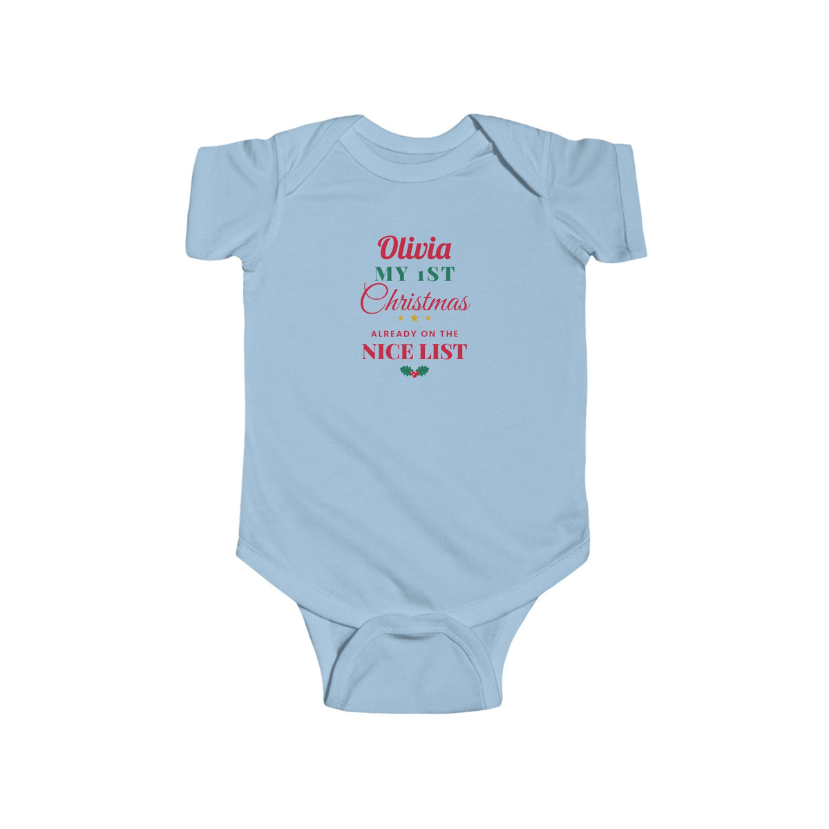 Personalised My 1st Christmas baby bodysuit, light blue - view 4 of 15