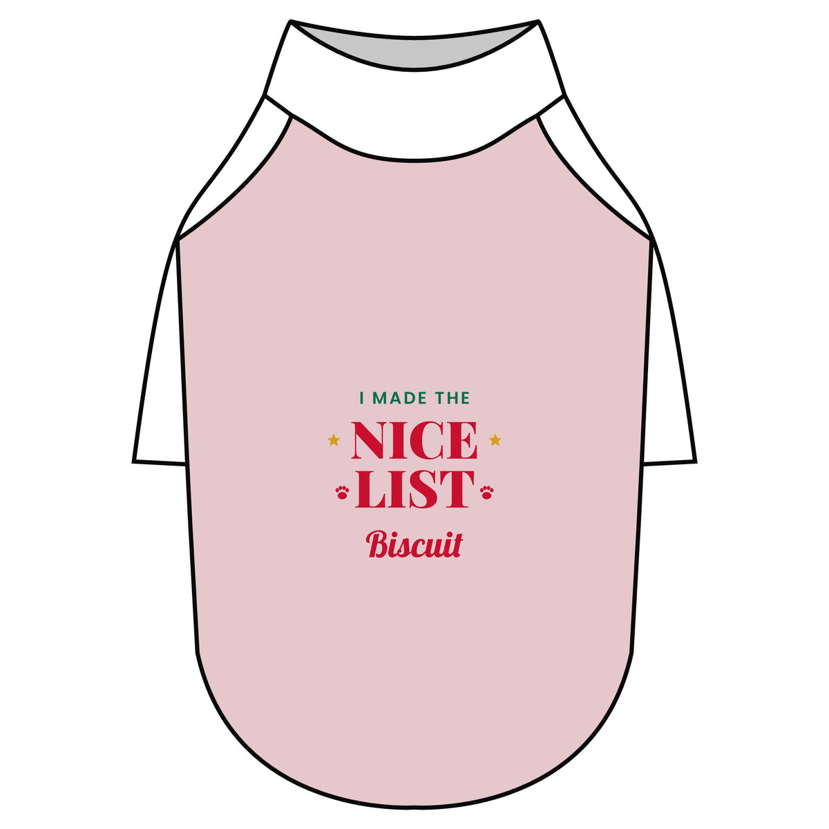 Personalised pink I Made The Nice List dog T-shirt, pink and white, size S - view 4 of 6
