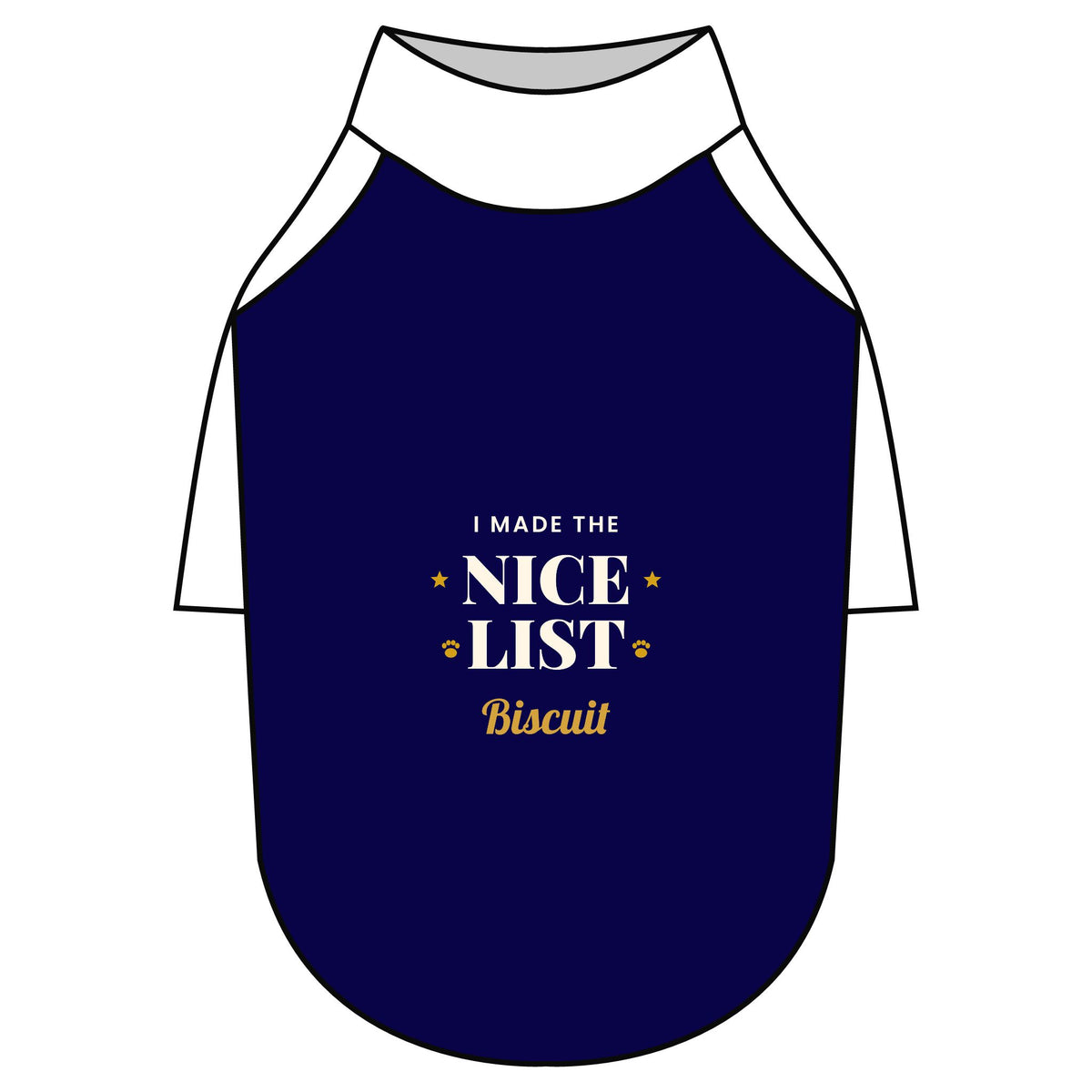 Personalised I Made The Nice List dog T-shirt, navy and white, size S - view 22 of 24