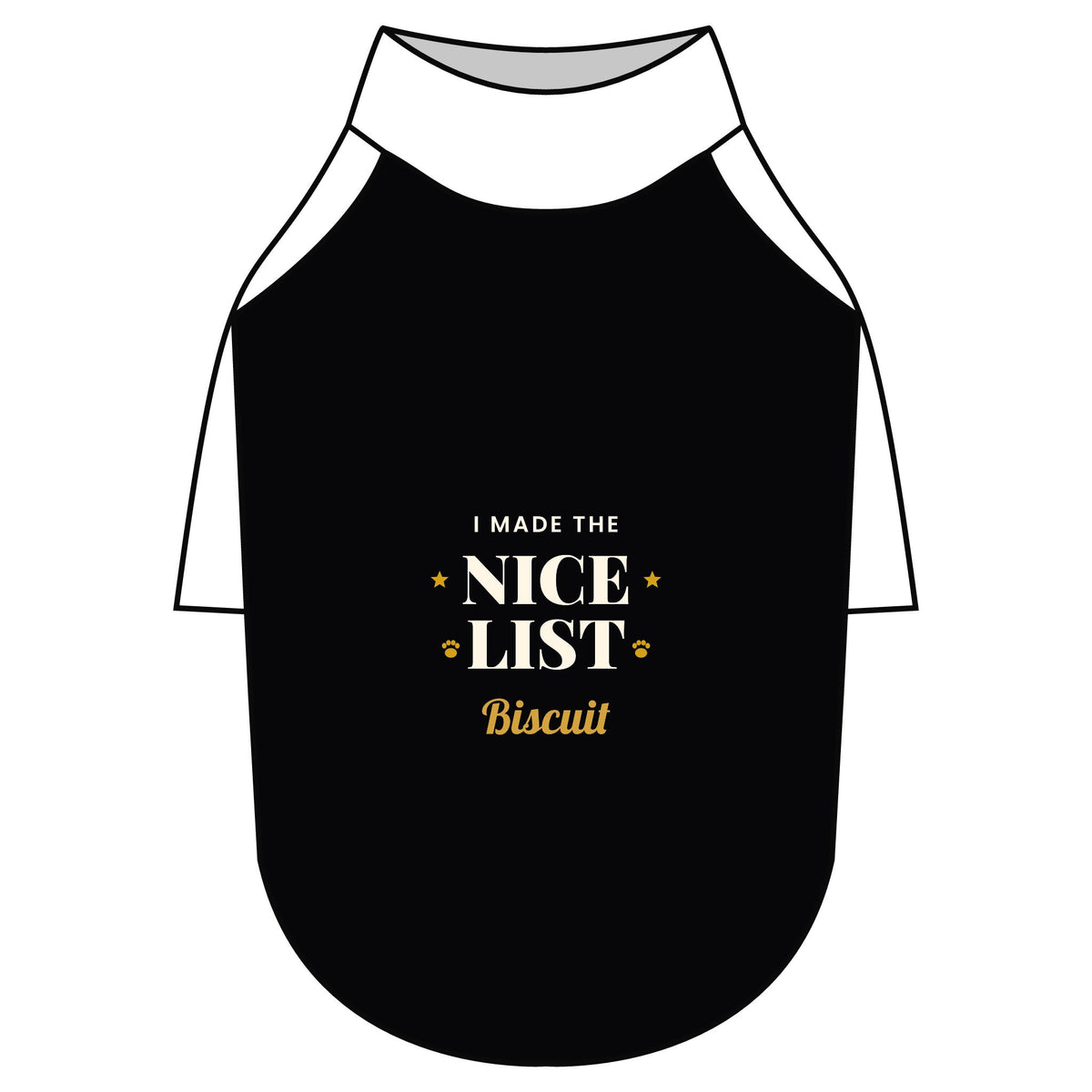 Personalised I Made The Nice List dog T-shirt, white and black, size S - view 10 of 24