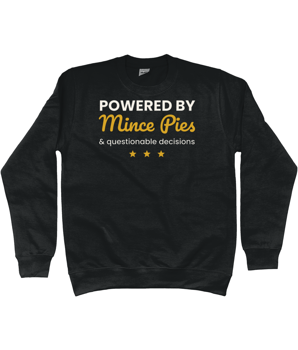 Powered By Mince Pies black unisex Christmas jumper