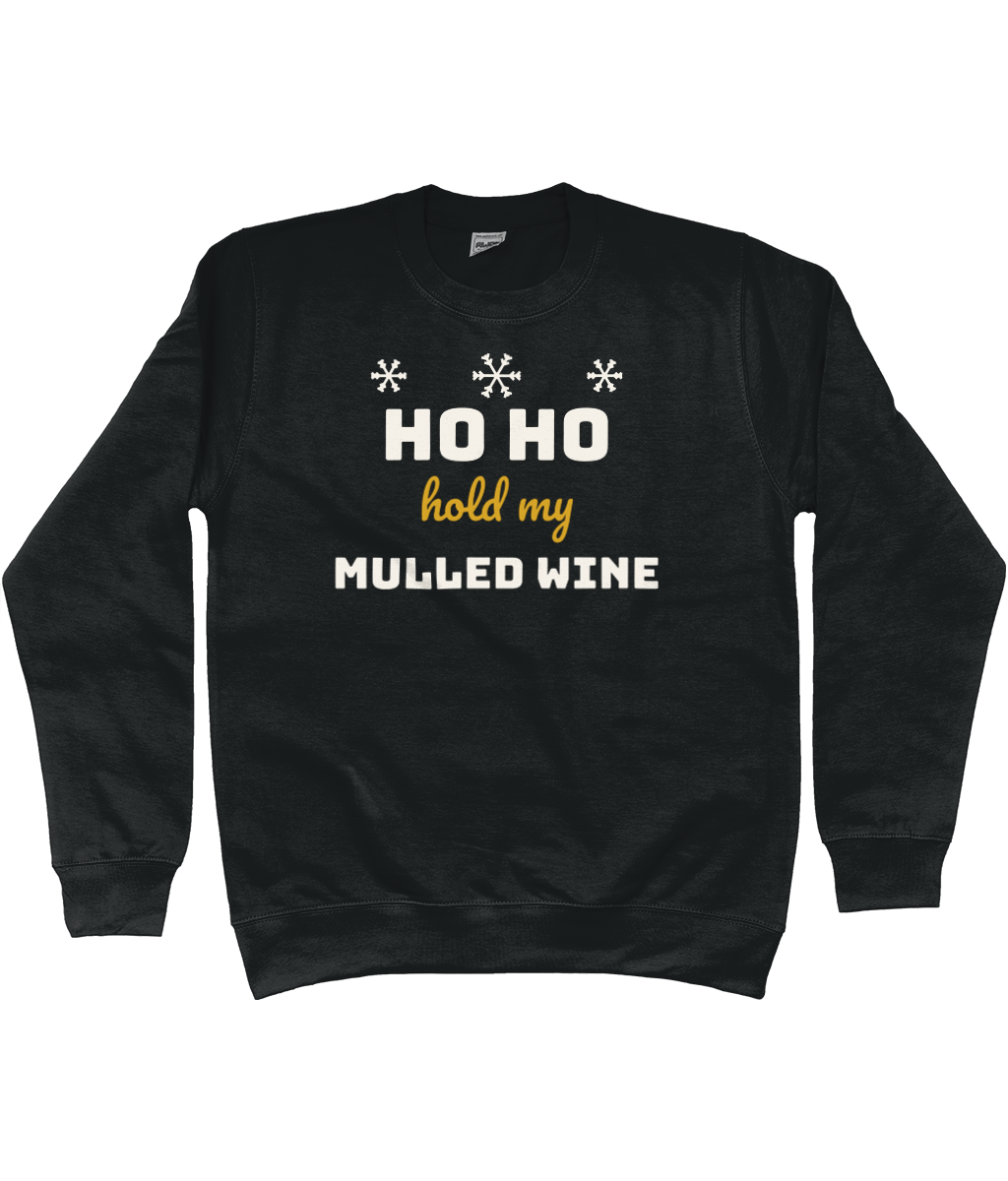 Ho Ho Hold My Mulled Wine black unisex Christmas jumper