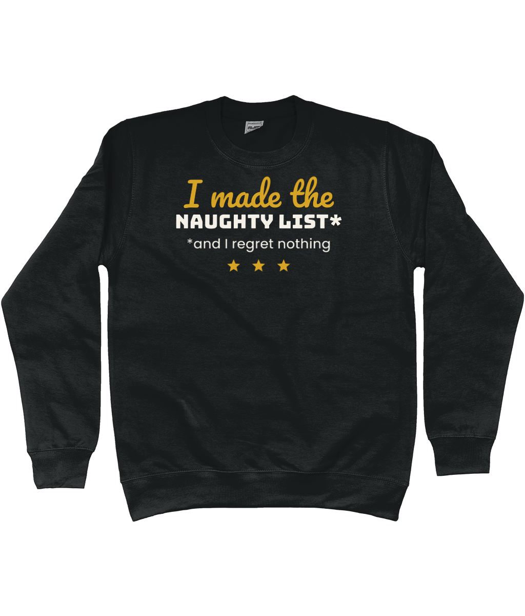I Made The Naughty List black unisex Christmas jumper